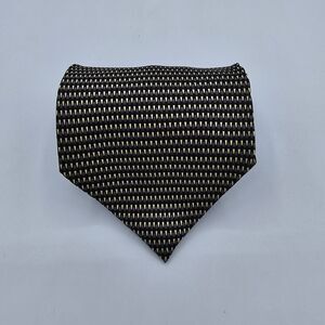 Mens Necktie Dimoggio Handmade Silk Geometric Gold Black Size  57"x4" Vintage